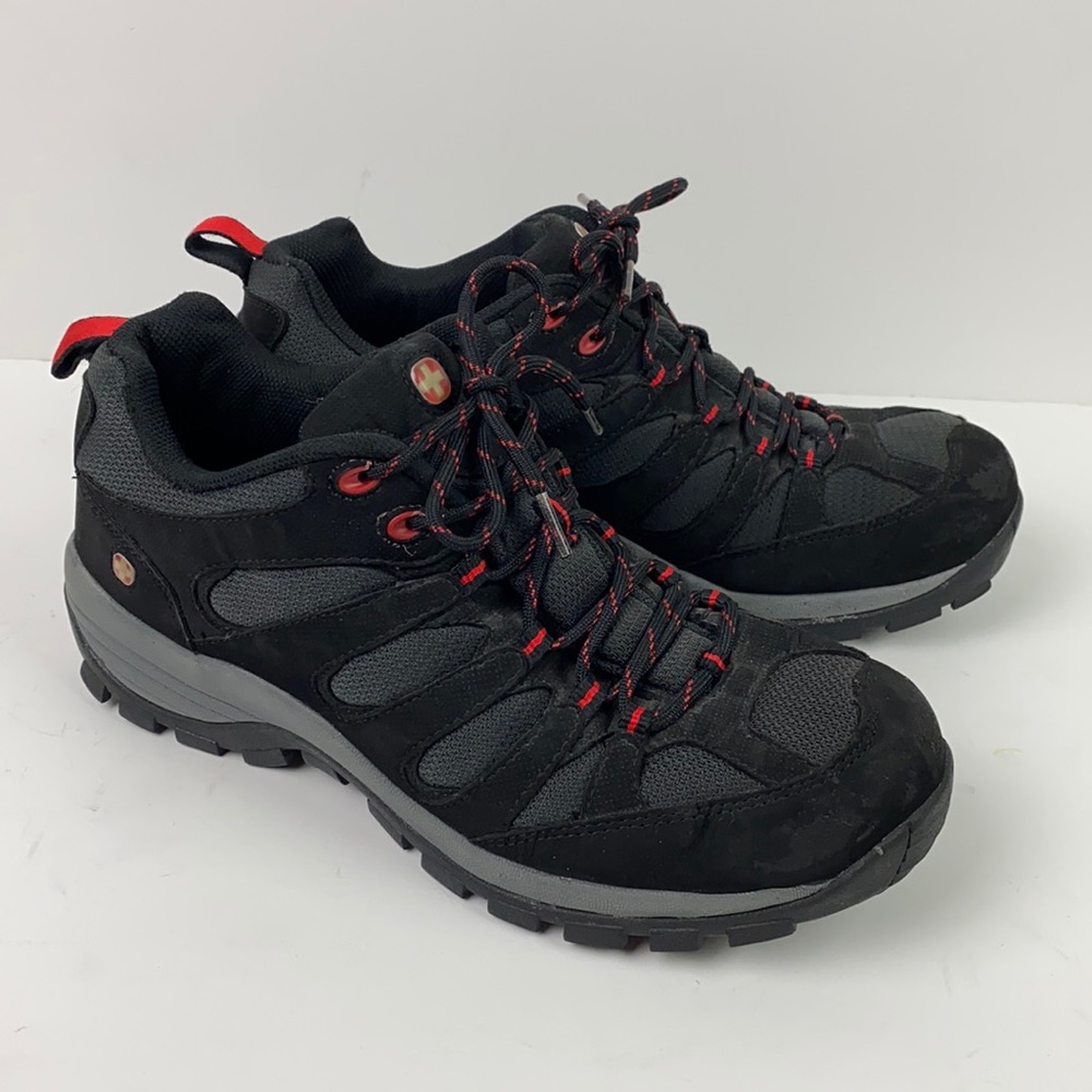 Wenger | Men’s Swiss Military Black and Red Hiking Shoes 10.5